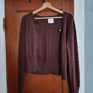 Pink Rose Chocolate Cable Knit Cardigan